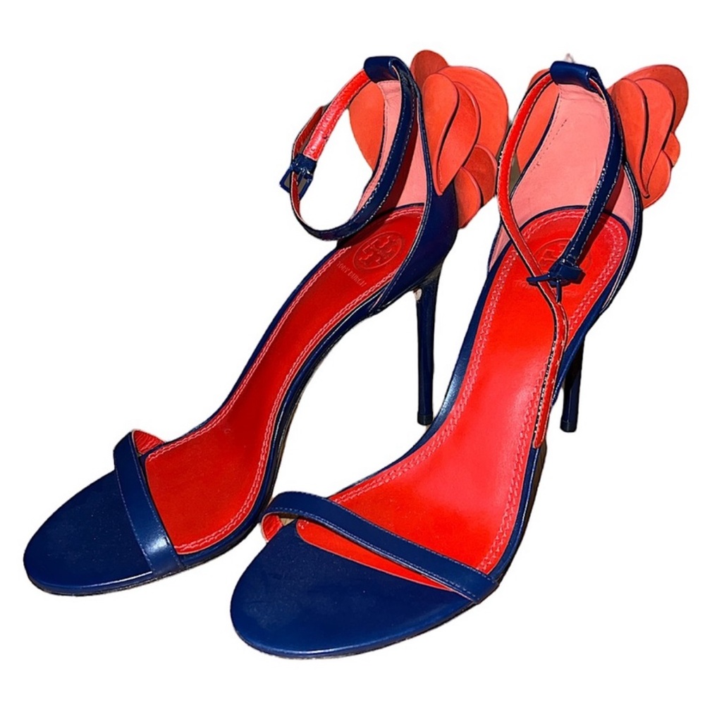 Tory Burch Navy and Red High Heel Sandals